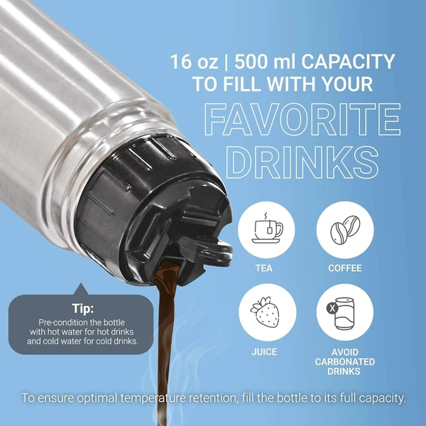 Milton Thermosteel 24 Hours Hot & Cold Water Bottle with Bag 1 Piece 350 ml