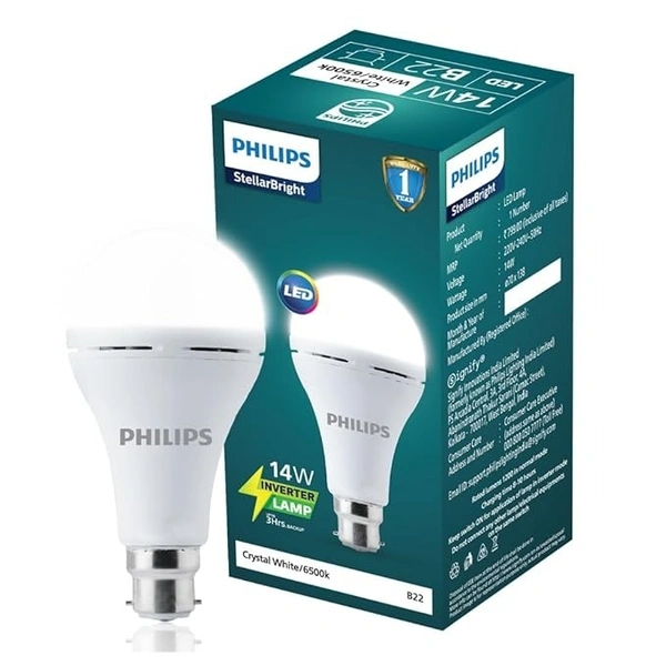Philips 14W Emergency LED Bulb B22 Inverter LED Bulb for Power Cuts Crystal white Pack of 1
