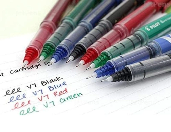 Pilot V7 Hi Tecpoint Cartridge System Roller Ball Pen Blue, Black, Red, Green  Pack of 4