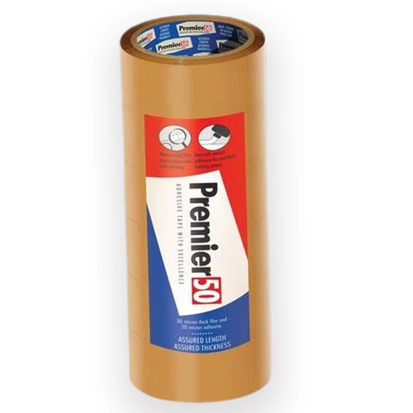 Premier Brown Tape 40 Meter - 4 Pieces, 72mm / 3 inch