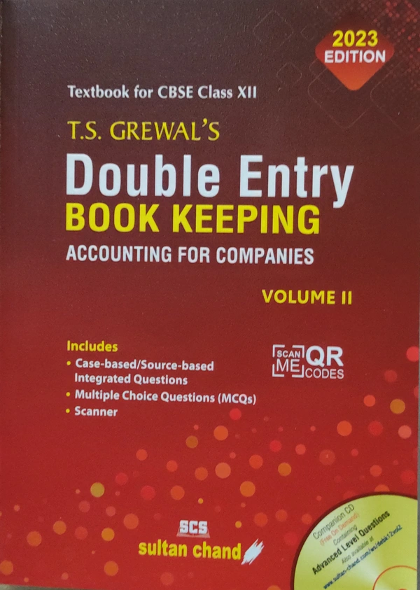 Sultan Chand Double Entry book Keeping Accounting for Companies By - T.S. Grewal Volume 2 Class 12 Edition 2023