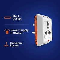Wipro 3 Way Multiplug Adaptor with 1 Universal Sockets 6A, 240V, 50Hz