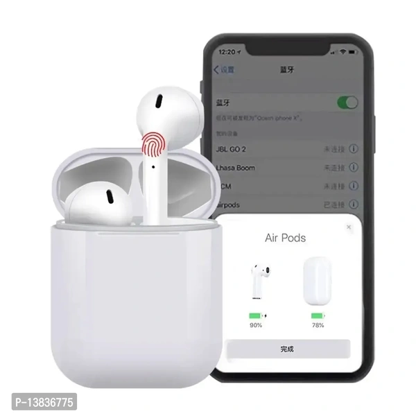 Original I12 Tws Wireless Earphone Stereo 5.0 Bluetooth Headset - White, Free