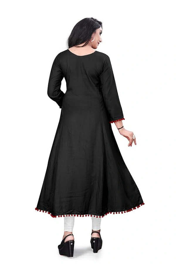 HGM studio Rayon Anarkali Gown Kupta for Women Embroidered Black Colour - S