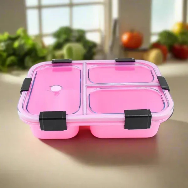 3COM LUNCH BOX Plastic 3 Compartment Insulated Lunch Box, Lunch Box (1 Pc) (1581)