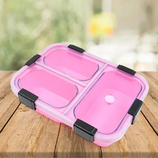 3COM LUNCH BOX Plastic 3 Compartment Insulated Lunch Box, Lunch Box (1 Pc) (1581)