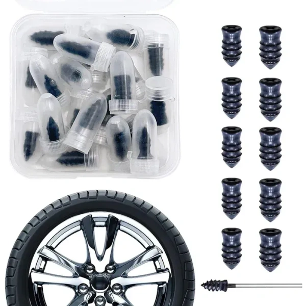 10PCS TYRE REPAIR SCREW Tire Repair Rubber Nail Car Tire Repair Nails Tire Repair Rubber Screws, Black (10 Pcs Set) (1948) - Black, Pack of 10