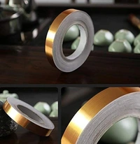 TILE TAP GOLDEN, 50 Meters Golden Tape, Home Floor Wallpaper Waterproof Tiles, Tile Gap Tiles Stickers for Floor - 1 CM Wide, Gold(2407)