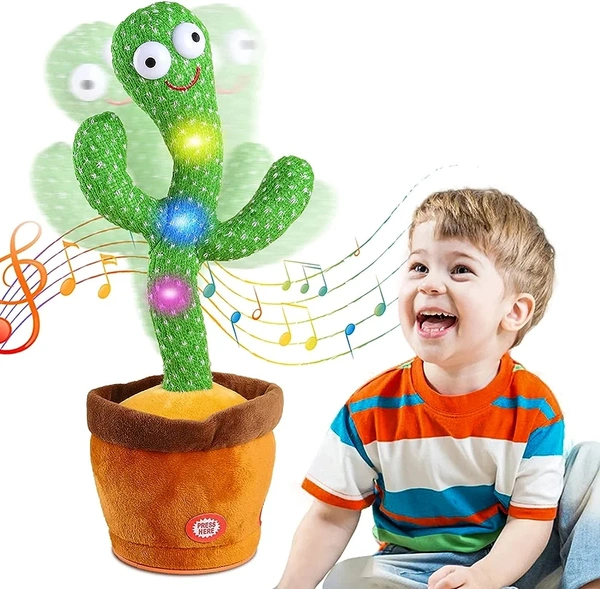 TALKING CACTUS   Rechargeable Toys Talking Cactus Baby Toys for Kids Dancing Cactus Toys Can Sing Wriggle & Singing Recording Repeat What You Say Funny Education Toys for Children Playing Home Decor for Kids (447)