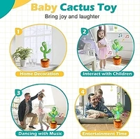 TALKING CACTUS   Rechargeable Toys Talking Cactus Baby Toys for Kids Dancing Cactus Toys Can Sing Wriggle & Singing Recording Repeat What You Say Funny Education Toys for Children Playing Home Decor for Kids (447)