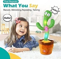 TALKING CACTUS   Rechargeable Toys Talking Cactus Baby Toys for Kids Dancing Cactus Toys Can Sing Wriggle & Singing Recording Repeat What You Say Funny Education Toys for Children Playing Home Decor for Kids (447)