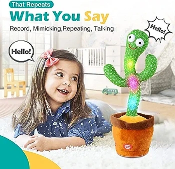 TALKING CACTUS   Rechargeable Toys Talking Cactus Baby Toys for Kids Dancing Cactus Toys Can Sing Wriggle & Singing Recording Repeat What You Say Funny Education Toys for Children Playing Home Decor for Kids (447)