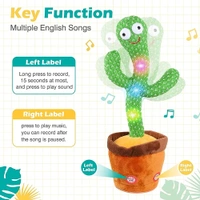 TALKING CACTUS   Rechargeable Toys Talking Cactus Baby Toys for Kids Dancing Cactus Toys Can Sing Wriggle & Singing Recording Repeat What You Say Funny Education Toys for Children Playing Home Decor for Kids (447)