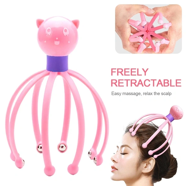OCTOPUS HEAD MASSAGER, Octopus Shape Manual Head Scalp Massager | 8-Prong Roller Ball Claw for Headache Relief, Stress Reduction & Hair Stimulation(137)