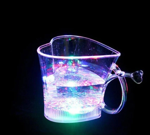 HEART LED COLOUR CUP, Heart LED Color Cup – Glow-in-the-Dark Romantic Drinkware (1228)