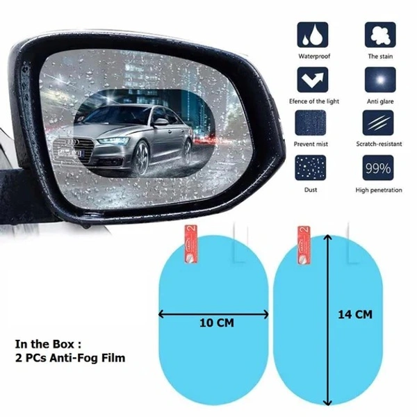 CAR MIRROR ANTI FOG STICKER, Car Mirror Anti-Fog Sticker – Clear Vision in Any Weather (1229)
