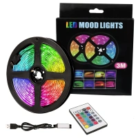 10FT USB STRIP LIGHT, 3M RGB LED Strip Lights – Color Changing LED Mood Lights with Remote Control for Home, Bedroom, TV, Party & Decoration(82)