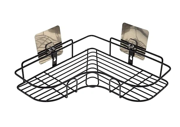 CORNER SELF METAL, Corner Shelf Metal – Durable Wall-Mounted Storage Rack for Home & Bathroom(890) - Black