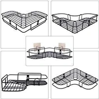 CORNER SELF METAL, Corner Shelf Metal – Durable Wall-Mounted Storage Rack for Home & Bathroom(890) - Black