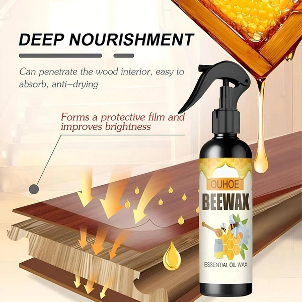 FURNITURE POLISH Natural Micro-Molecular zed Beeswax Spray Furniture Polish, Beeswax For Wood Beeswax Spray For Wood Floors, Furniture Care, Used for Floor Table Chair Home Furniture to Shine and Protect 120ML (1864)