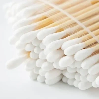 5PCS WOODEN COTTON BUDS, Pure Cotton Ear Buds ECO Friendly with White Wooden Sticks Pack of 5 (5 X 100) 500PCS  (100) - 