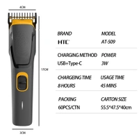 HTC TRIMMER 509, HTC AT-509 USB Cordless Beard Trimmer & Hair Clipper – Professional Electric Grooming Machine with Rechargeable Battery for Men(2912)