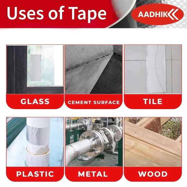 WATERPROOF TAP 4 INCH, Leakage Repair Waterproof Tape For Pipe Roof Water Solution Aluminium Foil Adhesive Sealing butyl rubber tape, Sealing Tape for Leakage (Foil tap 5M*4IN)    (2247)