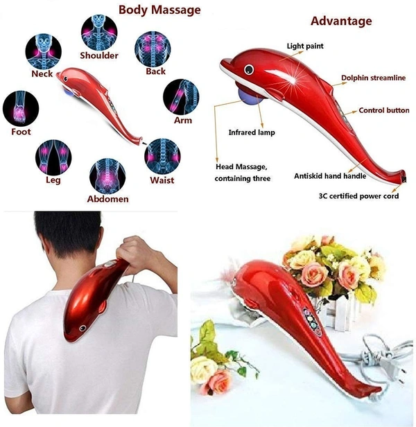 DOLPHINE MASSAGER, Dolphin Handheld Body Massager – Powerful Vibration Massager for Pain Relief, Muscle Relaxation & Full Body Massage – Easy to Use Electric Dolphin Machine for Men & Women(1302)