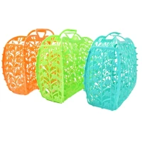 3PCS VEG. N FRUIT STORAGE BASKET, Plastic Foldable Basket Bag || Fruit & Vegetable Storage Basket   (2356) - Pack of 3