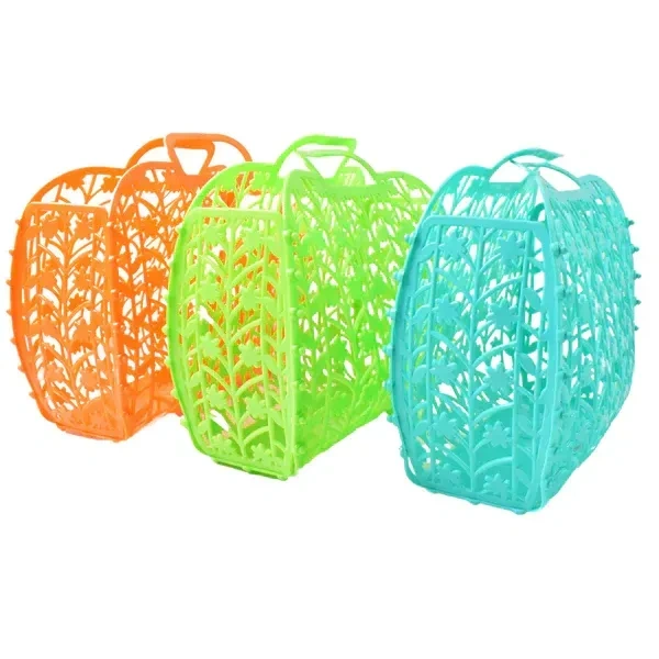 3PCS VEG. N FRUIT STORAGE BASKET, Plastic Foldable Basket Bag || Fruit & Vegetable Storage Basket   (2356) - Pack of 3