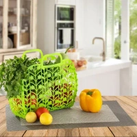 3PCS VEG. N FRUIT STORAGE BASKET, Plastic Foldable Basket Bag || Fruit & Vegetable Storage Basket   (2356) - Pack of 3