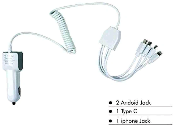 4in1 CAR CHARGER 4-in-1 Car Charger Fast Charging, Multi-Device USB Adapter (1903)