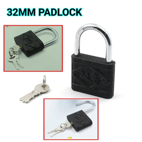 32MM IRON LOCK, 32mm Iron Lock – Heavy-Duty Security Padlock with Keys (1325)