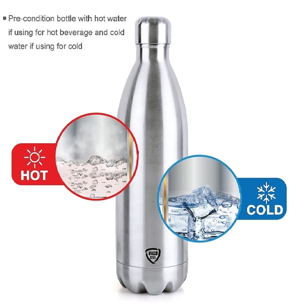 500ML HOT/COLD BOTTLE, Hot & Cold Stainless Steel Thermos Bottle  500ml  Swift Vacuum Insulated Double Wall Flask (Silver)(24421)