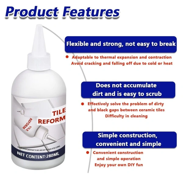 280ML TILE CRACK FILLER, 280 ml Tile Crack Filler Bottle Home Improvement(2140)