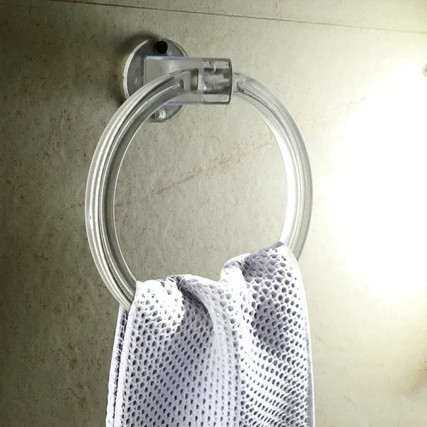 ROUND TOWEL HOLDER, Unbreakable ABS Round Towel Ring Wall Mounted Stand / Holder (2174)