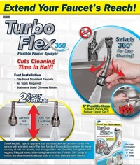 TURBO FLEX, Turbo Flex 6-Inch Flexible Faucet Sprayer (Silver) – 360° Rotatable Tap Extension Nozzle for Kitchen & Bathroom Sink(2939)