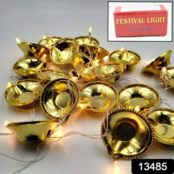 GOLDEN , Golden Diya LED Light Series – Decorative Diya String Lights for Diwali, Pooja, Festive & Home DecorationDIYA SERIES (63)