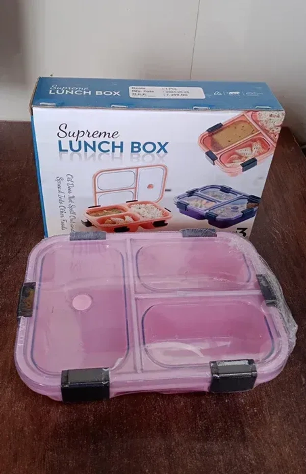 3COM LUNCH BOX Plastic 3 Compartment Insulated Lunch Box, Lunch Box (1 Pc) (1581)