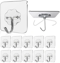 10PCS FLOWER WALL HOOK, Heavy Duty Adhesive Hooks for Kitchen & Bathroom – Nail Free Stainless Steel Wall Hooks, Reusable Sticky Utility Hooks for Towel, Clothes, Keys & Accessories(2644)