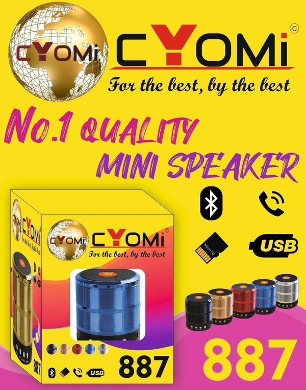 BT SPEAKER 887 Cyomi Newest Mini Wireless Bluetooth Speaker WS-887 with FM Radio, Memory Card Slot, USB Pen Drive Slot, AUX Input Mode  (1830)