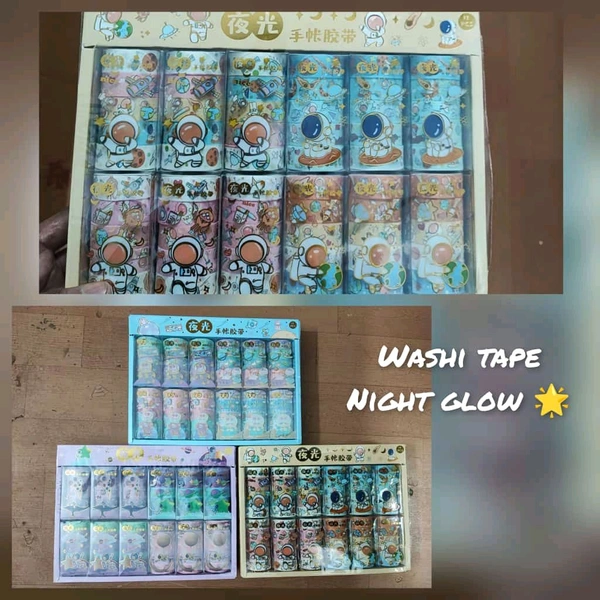 Night glow washi tape 12pcs Box - 12 pcs and above