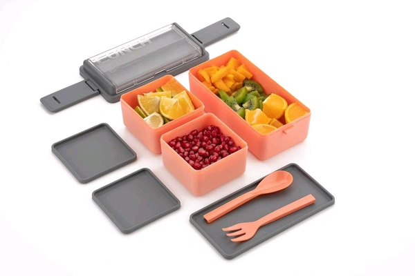 Double decker lunch box plastic