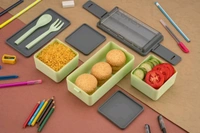 Double decker lunch box plastic