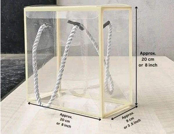 Gift bag PVC transparent Golden, black, white border 8x8 inches
- 25 pcs minimum