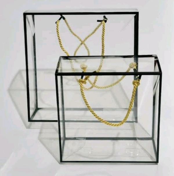 Gift bag PVC transparent Golden, black, white border 10 x 10 inches
- minimum 25 pcs