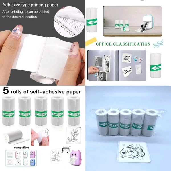 Mini printer roll with self gumming
