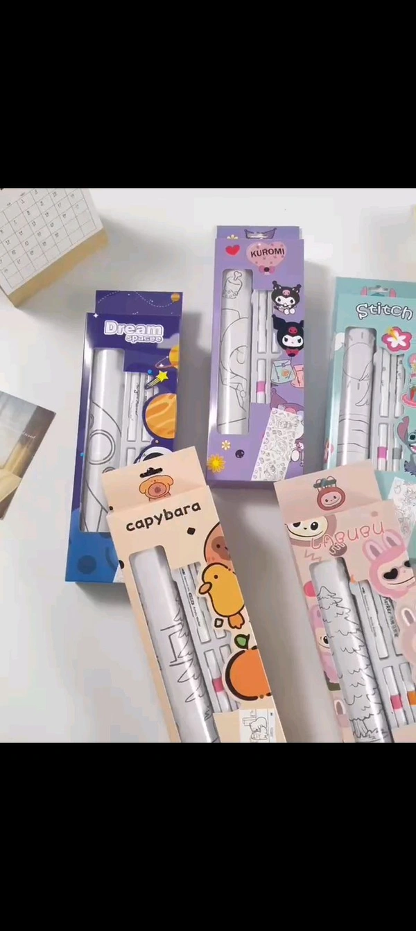 Craft colour paper roll with pens - 6 pcs and above