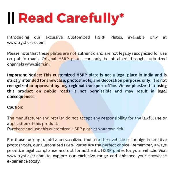 Car IND Number Plate - CAR, Front Side + Back Side