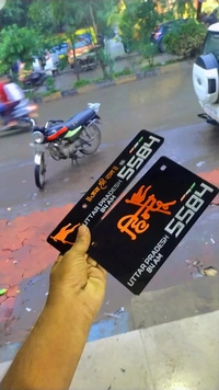 3d Hindu Stylish Number Plate ( 3d Letter ! ) - Bike, Front + Back